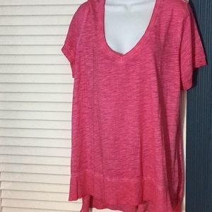 V neck hot pink tee